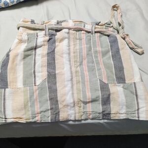 American Eagle belted high waisted stripe linen skirt  medium